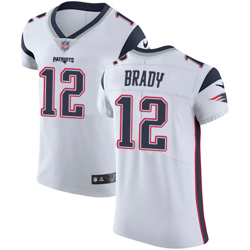 Nike Patriots #12 Tom Brady White Men's Stitched NFL Vapor Untouchable Elite Jersey - Click Image to Close